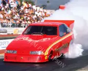 FUNNY CAR PHOTO JIM DUNN FIREMANS QUICKIE DRAG RACING POMONA 1986 NHRA