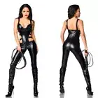 Dominatrix Shiny Wet Look Faux Leather Jumpsuit Catsuit Femdom Sexy Lingerie