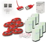 6X 4 USB PORT WALL ADAPTER+6FT CABLE POWER CHARGER RED FOR IPHONE 4S IPOD IPAD