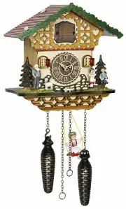 Quartz Cuckoo Clock Black forest house with music and swing TU 4263 QMS NEW