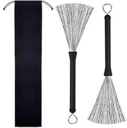 1 Pair Retractable Drum Wire Brushes with Storage Bag,Drum Brushes Retractable Wire Brushes Drums Drum Sticks Brush with Comfortable Rubber Handles, Rods Drum Brushes,Drum Brush for Rock Band