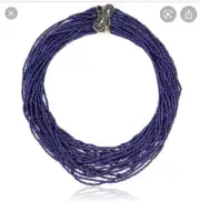 Betsey Johnson "Betsey Blues" Pave Snake Seed Bead Multi Row Necklace $125