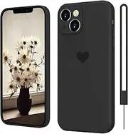 SupVict iPhone 13 Mini Phone Case, Slim Thin Silicone Soft Rubber Gel Cute Heart Design Shockproof Protective Soft Bumper Drop Protection Girls Women Boys Men iPhone 13 Mini Cover, Black Design