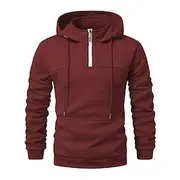 Men's Hoodie Quarter Zip Hoodie Apricot Black Wine Navy Blue Dark Green Hooded Plain Drawstring Quarter Zip Sports Outdoor Daily Holiday Polyester Streetwear