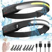 Headlamp Rechargeable Wide Beam Headlamps 5 Lighting Modes Motion Sensor Headlam