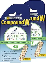 Compound W One Step Medicated Strips For Kids | Wart Removal | 10 Strips | 2 Pack