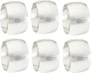 Christmas Silver Napkin Rings Set of 6, Silver Napkin Holders for Dining Table Parties, Napkin Rings Silver