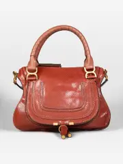 Brown Snake Embossed Marcie Handbag