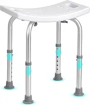 VEVOR Shower Chair, Adjustable Height Shower Stool with Built-in Handles, Shower Seat for Inside Shower or Tub, Non-Slip Bench Bathtub Stool Seat for Elderly Disabled Handicap, 158.8 kg Capacity