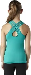 [Liakada] Girls Supportive Braided Tank Top with Integrated Bra Shelf Liner Dance, Gym, Yoga, Cheer!