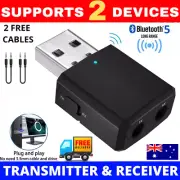 3 IN 1 USB Bluetooth 5.0 Transmitter Receiver Audio Adapter AUX 3.5mm TV CAR PC