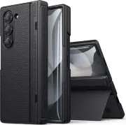 Samsung Galaxy Z Fold 6 Case Slim with Stand, Tempered Screen Protector & Hinge