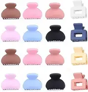 16 Pcs Small Hair Claw Clips, Non Slip Hair Clamps 1.5” Matte Hair Clamps 0.8” Rectangle Hair Clips, Mini Candy Color Hair Clips for Women Girls Kids, Fine Thick Hair