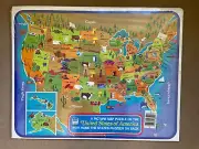 vintage 1968 Whitman United States of America Picture Map Puzzle frame tray NOS