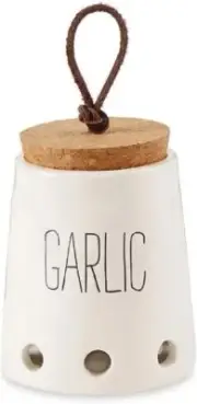 Mud Pie Garlic Keepers (White with Cork Top),Garlic Presses