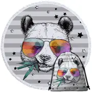 Retro Cool and Funny Panda Round Beach Towel