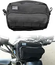 TIKSCIENCE Motorcycle Handlebar Bag Black Sissy Bar Bag Fit for Harley Bicycle Handlebar Bag Universal Fork Bag Fit for Cruiser Softail Dyna Sportsters Motorcycle Tool Bag with Metal Badge
