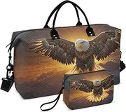 [ZRYSMY] Duffel Bag for Traveling, Bald Bird Soaring Travel Bag Gym Bag, with Multiple Interior Pockets Shoulder Weekender Bag for Women Men with Toiletry Bag 20.5L x 1.9W x 13.8H, Multi-Colored, one