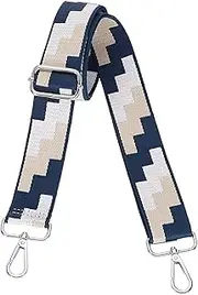 [uxcell] Purse Straps Replacement Crossbody, 1.5 Inch Wide Shoulder Bag Strap Adjustable Canvas Straps for Handbag Wallet Clutch Bags with Silver Buckle, Blue Blocks