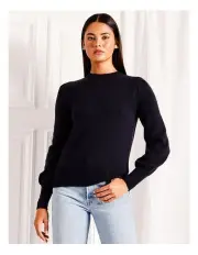 [Tokito] Lofty Puff Sleeve Knit Jumper in Navy