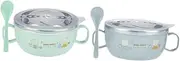 FELTECHELECTR Stainless Steel Rice Bowl Thermal Insulation Easy to Wash Bionic Handle for Feeding