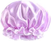 AUTSUPPL Elastic Band Bathing Cap for Women Men Soft Satin Shower Cap for Hair Protection Double Layer Design