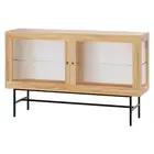 Artiss Buffet Sideboard Double Doors - Oak glass,mdf,melamine Sideboards & Buffe