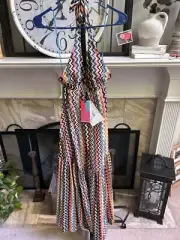 NEW NWT $1200 MISSONI long cover up dress vertical zig zag print sz M