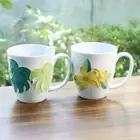 Arita-yaki deep green arabesque pattern Plumeria tall mug. From Japan