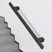 80/100/120/150/240cm Stair Handrail Matte Black - Wall Mount Industrial Iron Pipe - Indoor Outdoor Metal Stairway Railing Non-Slip Grab Bar - Corridor Loft Porch Deck Hand Rail(2.6ft/80cm)