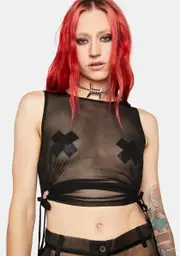 [The Ragged Priest] Obsidian Mesh Crop Top
