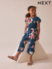 Navy Floral Printed Jumpsuit (3-16yrs) (F24610) | $48 - $61