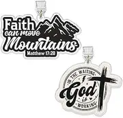 Set 2Pcs In The Waiting God Is Working, Faith Can Move Mountains Kindle Charms Dust Plug Charm 1.5 Inches Trust In God Jesus Bible Verse Cross Christian Lightning/Type C Acrylic Material Phones Charms