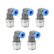 Elbow Push to Connect Air Fittings 4mm Tube OD X 1/4PT Male Thread Grey 5pack