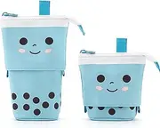 Generic Kids Boba Cute Standing Pencil Case - Pop Up Pencil Box Makeup Pouch, Pen Holder Organizer Cosmetics Bag - Kawaii Stationery Gift for Kids (Blue), CA1706_BN