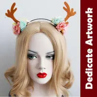 在飛比找PChome24h購物優惠-【摩達客】質感聖誕麋鹿角花浪漫造型髮箍