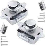 2PCS Push Button Catch Lock Drawer Cabinet Door Push to Close Latch Cupboard Button Lock for RV Boat Yacht Camper Van Motorhome Caravan (2PCS)