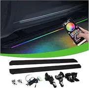 MOMOAU Auto Retractable Electric Running Boards Compatible with 2022-2024 Toyota Tundra - 2-Pack Aluminum Alloy Side Steps with Multi-Color LED Lights, True Flush Mount