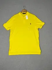 Polo Ralph Lauren Interlock Polo Shirt Men XL Lemon Crush Short Sleeve Blue Pony