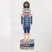 Rachel Barri Dior Nutcracker hand painted canvas 18 ct 4 x 12 Pink & Blue xmas