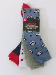 Women Ladies 4 Pack Knee High Socks Size 4-10 Stockings Panda