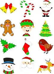 (Style A) - 48 x Christmas Children's Temporary Tattoos (4 Packs of 12)