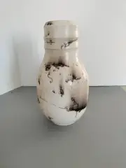 9.5" Tall Vintage Organic Modern Wood Fired Horsehair Raku Ceramic Vase Signed