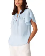 Whistles Flutter Sleeve Tie Front Blouse