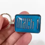 Vintage Acapulco Blue Mach 1 Mustang Fender Badge Emblem Rectangle Keychain