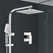 ACA WELS Shower Head Set with Mixer Tap 10" Rain Handheld Heads Wall Rail Chrome Square