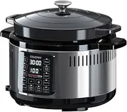 [COUZINNI] 6.5L Enamel Pot Slow Cooker, Electric LCD Dutch Oven with Enamelled Cast Iron Pot and Lid, 9 Functionality for Kitchen Cook, Braise, Sear/Saute, Soup/Broth, Steam, Rice, Deep Fry and Porridge
