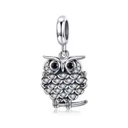 Silver plating Midnight Owl Dangle Charm Beads Fit Bracelet & Necklace Lovely Jewelry