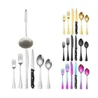 Silverware Set with Steak Knives Food-grade Stainless Steel Flatware Cutlery ...