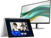 HP Elite x360 830 13.3 inch G11 2-in-1 Business Laptop, Silver + HP Series 5 Pro 23.8 inch FHD Monitor - 524pf